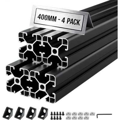 VEVOR 4040 aluminium profielen, 4 stuks, 40 cm, geanodiseerde T-sleuf aluminium profielen volgens EU-norm, zeer sterke geëxtrudeerde profielen, aluminium rail voor 3D-printeronderdelen, CNC-werkbanken en -montage, zwart