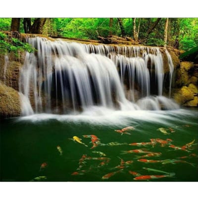 5d ronde diamant schilderij landschap waterval kruissteek diamant stippen berglandschap borduurwerk 20X30CM gray