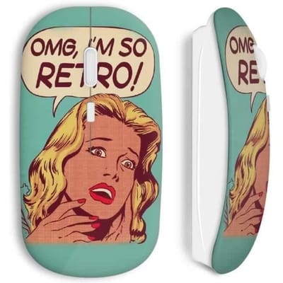 Souris Sans Fil - MANIACASE - Omg I'm So Retro - Couleur Verte - Clé USB Wifi Incluse - Compatible Mac et PC