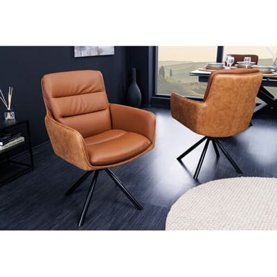 George eetkamerstoel cognac leder en microvezel