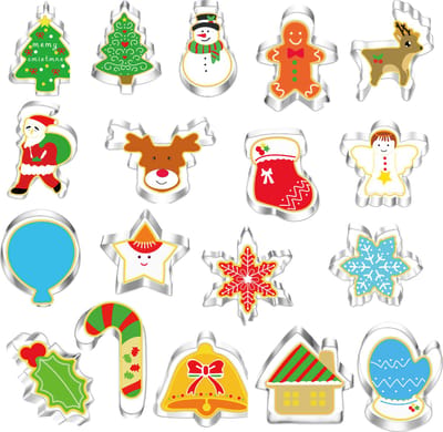 Kerst Uitsteekvormpjes Set - 18 stuks kerstvormpjes - Koekjesdeeg uitstekers - Bak de leukste koekjes voor kerst Cookie Cutters