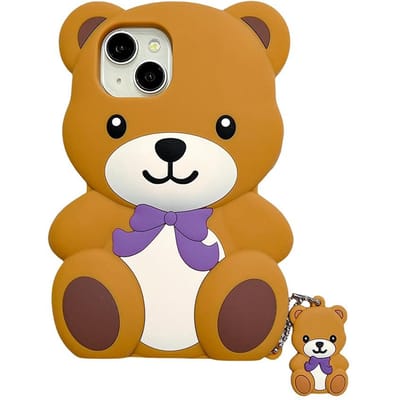 Kawaii Teddybeer Telefoonhoesje Voor iPhone 16 15 14 13 12 Pro Max Schattige 3D Cartoon Schokbestendig Zacht Siliconen Achterkant Hoesjes iPhone 16 Pro Max