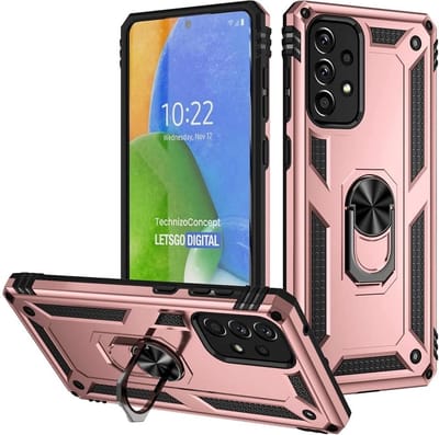 Hoesje Geschikt Voor Samsung Galaxy A73 5G hoesje Hybrid Armor Anti-Shock hoesje Rose Goud - Galaxy A73 5G - A73 5G Hoesje kickstand Ring houder cover TPU backcover hoesje
