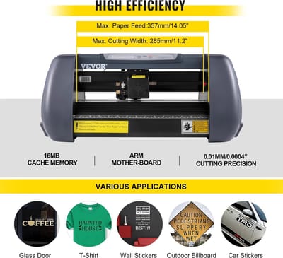 Vinyl Snijder - Snijplotter - Snijmachine - Plotter Machine - 800 mm per seconde - 14 Inch - Zwart