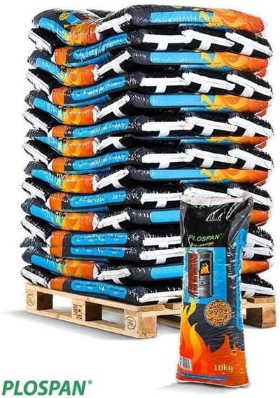 Plospan Houtpellets "wit" (naaldhout) ENplus A1, DINplus A1, Better Biomass 78 zakken a 10 kg