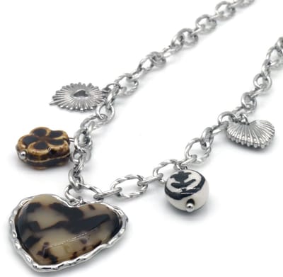 Ketting met XL bedels - RVS - zilverkleurig - 40-45 cm - dames