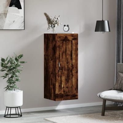 vidaXL - Wandkast - 34,5x34x90 - cm - bewerkt - hout - gerookt - eikenkleurig