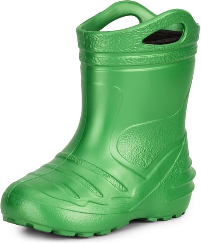 Ladeheid LA-KL-051 Kinder Regenlaarzen - Rubber - met Binnenschoen en Grepen - Waterdicht - EVA - Wasbare Binnenschoen – Smaragdgroen – 22