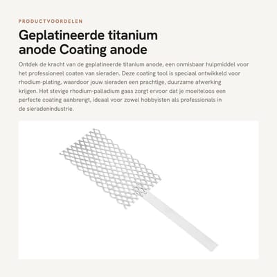 Dailygoods - Geplatineerde titanium anode - Coating anode sieraden - Zilver - Rhodium-plating tool - Ideaal voor elektrolyse - Handzaam formaat