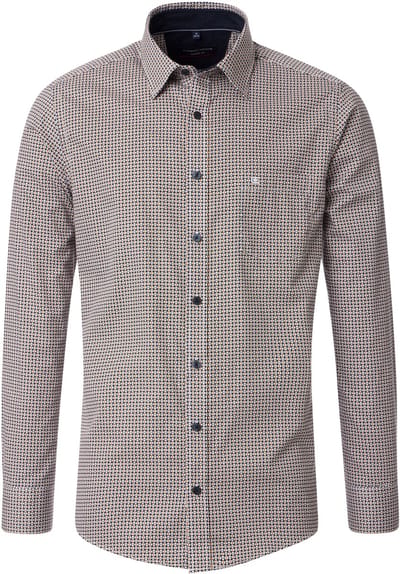 CASA MODA Sport casual fit overhemd - twill - geel dessin - Strijkvriendelijk - Boordmaat: 43 - 44