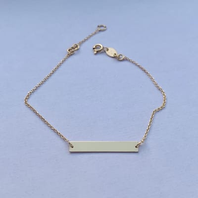 Minimalistische armband met graveerplaatje | AG925 | Sterling silver | Goudkleurig