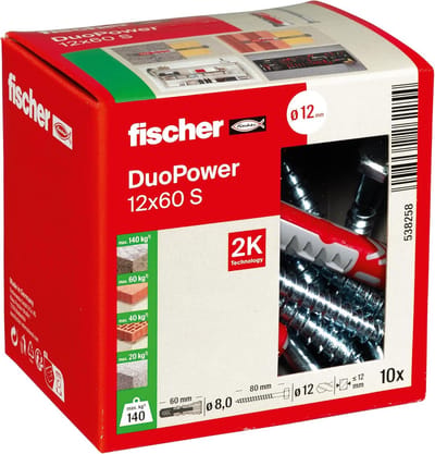 Universele Pluggen - Kunststof Bevestiging - Stevig Ophangen - Twee Componenten Technologie - 12 x 60 mm - Meerkleurig