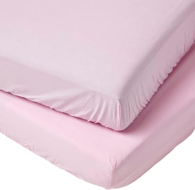 Homescapes Baby Hoeslaken Peuter/Juniorbed 70x140 cm – 2 stuks – Roze – Egyptisch Katoen – OEKO-TEX®