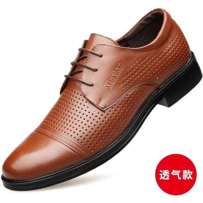 Heren Zakelijke Ademende Holle Heren Casual Leren Schoenen Koreaanse Stijl Trendy Zwarte Voorkant Veterschoenen Herenschoenen 44 beige