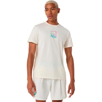 ASICS Court Core Graphic T-shirt Heren-crème, veelkleurig