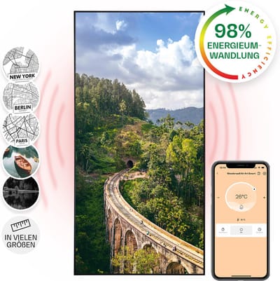Klarstein Infraroodverwarming met thermostaat, 700W elektrische verwarming, foto-infraroodverwarming voor wandmontage, IR met IoT/WiFi app-control, Platte radiator voor vochtige ruimtes, CO2-vrij