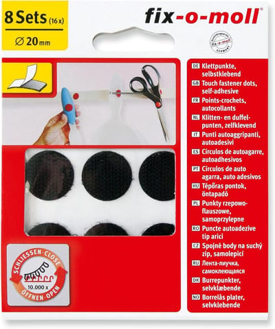 Zelfklevende Klittenband Ronde Stukjes zwart Diameter 20mm - 8 Stuks