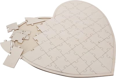 Houten Hart Puzzel - Gastenboek Alternatief - Bruiloft Decoratie - Interactieve Gasten - 57 Stuks - Natuurlijk