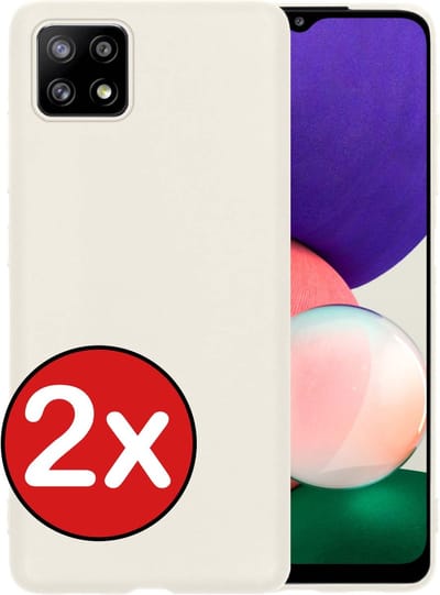 Hoesje - 2 Stuks - Geschikt voor Samsung Galaxy A22 4G - Sterk & Shockproof - Telefoonhoes - Back Cover - Case Siliconen - Telefoon Hoes - Wit