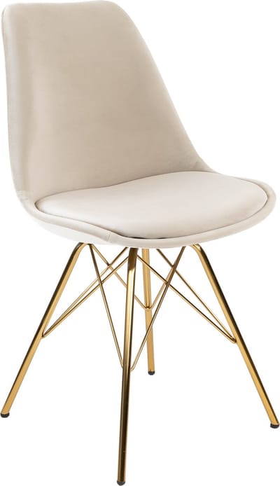 KICK® VELVET Kuipstoel Champagne – Eetkamerstoel – Velvet – Goud Frame