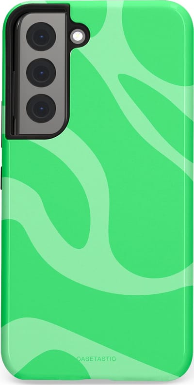 Casetastic hoesje geschikt voor Samsung Galaxy S22 - Dubbellaagse bescherming - Limoen Groene Vloeiende Golven - Fashion Case - Groen