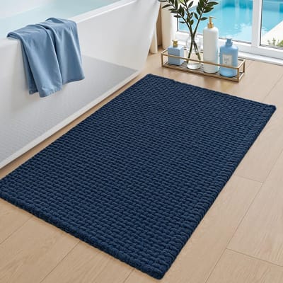 Chenille Badmat - Badtapijt Zacht - Vocht Opnemen - Superabsorberend - 40 x 60 cm - Blauw