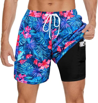Heren zwemshorts met compressievoering, sneldrogend, ideaal voor strand en zwembad, 7 inch lengte