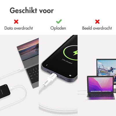 imoshion Kabel - Geschikt voor Lightning naar USB A - 1,5 meter - Oplader Kabel - Wit