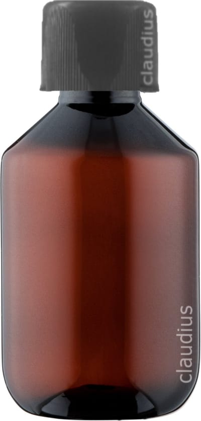 Lege Plastic Fles 200 ml PET apothekersfles Amber bruin - met zwarte ribbeldop - set van 10 stuks - navulbaar - leeg