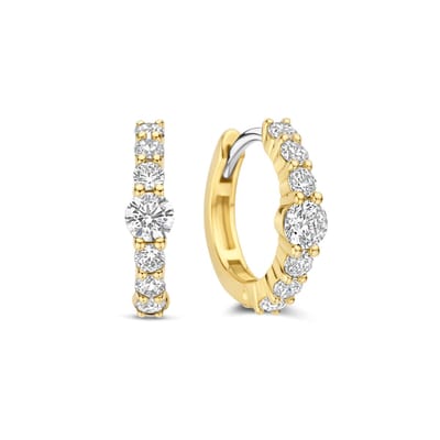 TI SENTO Dames Oorbellen - 925 zilver - Zirkonia met geel verguld - 78073ZY