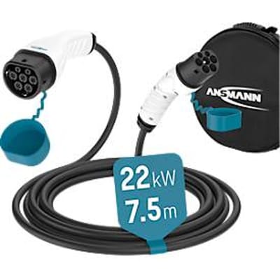 Autolaadkabel ANSMANN 1900-0120 EV, 22 kW, type 2 aansluiting. voor hybride & elektrische auto, 3 fase, 750 cm