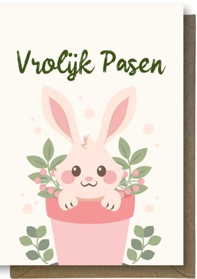 Luxe Vrolijk Pasen Wenskaart - Paaskaart - 12 x 17 cm - gevouwen kaart Inclusief gekleurde envelop