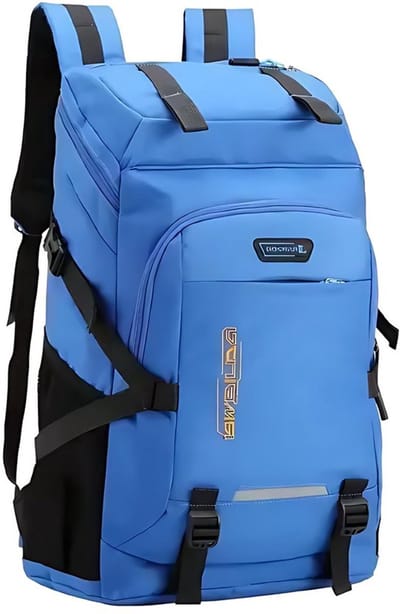 CarryQuest® - 60L Outdoor Rugzak - Reisrugzak van Oxford Polyester - Rugventilatie - Laptopvak - Ergonomisch Draagcomfort - Front- & Toploader - 55x31x21 cm - Hemelsblauw