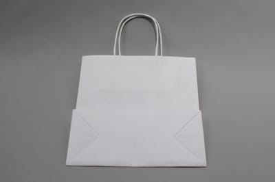 Draagtassen Papier Wit 26x12x35cm Kraft met gedraaid handvat (50 stuks)