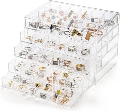 Duidelijke Acryl Opbergdoos voor Sieraden, Met 3/5 Lades en 72/120 Compartimenten voor Ringen en Oorbellen