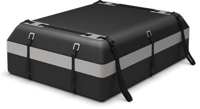 COSTWAY Dakbox voor auto, 600 liter, waterdicht, met 6 deurhaken, cijferslot, antislipmat en draagtas, opvouwbare daktas, bagagebox voor auto's, bestelwagens, SUV's (grijs)
