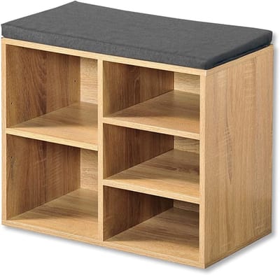 Ploutus® Schoenenbank Met Zitkussen - Schoenenrek - Schoenenkast - Bruin - 52cm x 30cm x 48cm