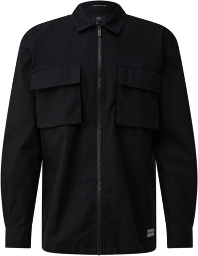 Langarmige Verbleekte Overshirt met Ritsluiting QS