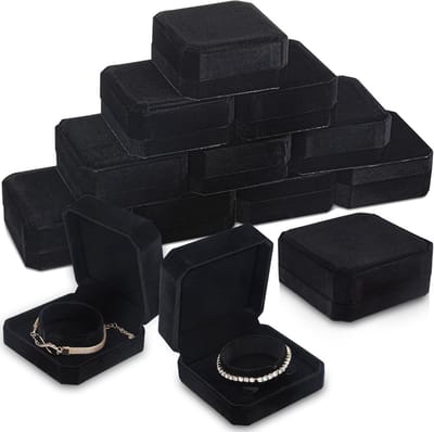 12 Stuks Fluwelen Armband Doos - Klassieke Zwarte Armband Geschenkdoos en Organizer voor Sieraden
