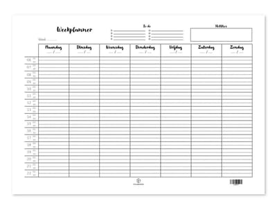 Fyllbooks - Weekplanner met Tijdsblokken - Planner Ongedateerd - Weekagenda - Planning - A4 Formaat
