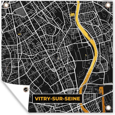 Tuin poster Stadskaart – Plattegrond – Vitry-sur-Seine - Kaart – Frankrijk - 200x200 cm - Tuindoek