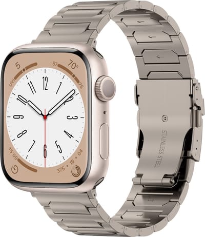 By Qubix - Geschikt voor Apple Watch bandje - Titanium H-type schakelband - Titanium kleur - Geschikt voor Apple Watch 38mm / 40mm / 41mm / 42mm