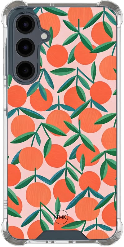 Shockproof hoesje geschikt voor Samsung Galaxy A17 - Sweet oranges - Schokbestendig - Verhoogde randen - TPU case - Extra Sterke Back Cover - Print - Transparant, Oranje