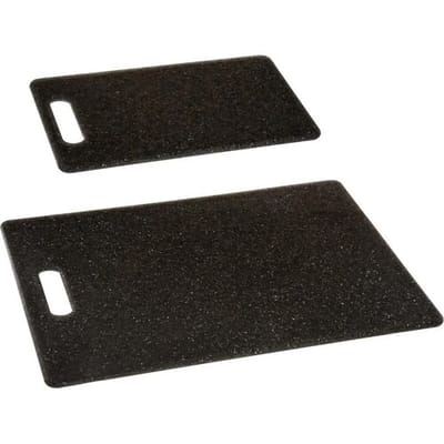 Secret de Gourmet keuken snijplanken set - 2x stuks - zwart - 15 x 25 en 27 x 36 cm - kunststof - Broodplanken - Snijplankjes