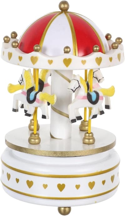 Muziekdoos Draaimolen - Paardjes Carrousel - Feestelijke Decoratie - Mechanisch Opwindbaar - 185 cm Hoog - Multicolor