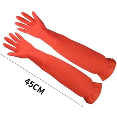 Latex lange handschoenen Aquarium Fish Tank Industriële dikke beschermende handschoenen Waterdichte rubberen latex afwashandschoenen rood