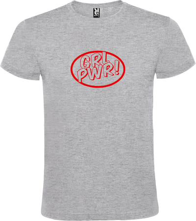 Grijs t-shirt met 'Girl Power / GRL PWR' print Rood Maat XS