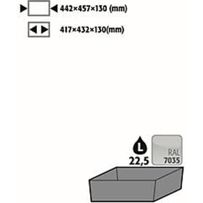 Stawa-R bodemopvangbak voor asecos veiligheidskasten van de series Q30, Q90, S90 en K90, plaatstaal, lichtgrijs, B 442 x D 507 x H 127 mm, 22 l