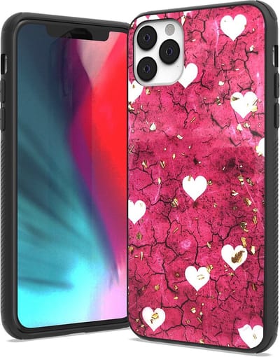 LuxeBass Siliconen hoesje met print geschikt voor Apple iPhone 11 Pro - Marmer Hearts - telefoonhoes - gsm hoes - telefoonhoesje