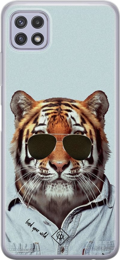 Casimoda® hoesje - Geschikt voor Samsung A22 5G - Tijger Wild - Backcover - Siliconen/TPU - Blauw